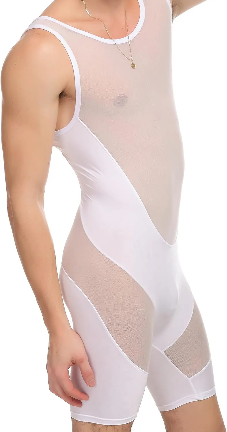 ONEFIT Men's Mesh Bodysuits Jumpsuit Undershirt Jockstrap Wrestling Singlet Bodysuit Underwear