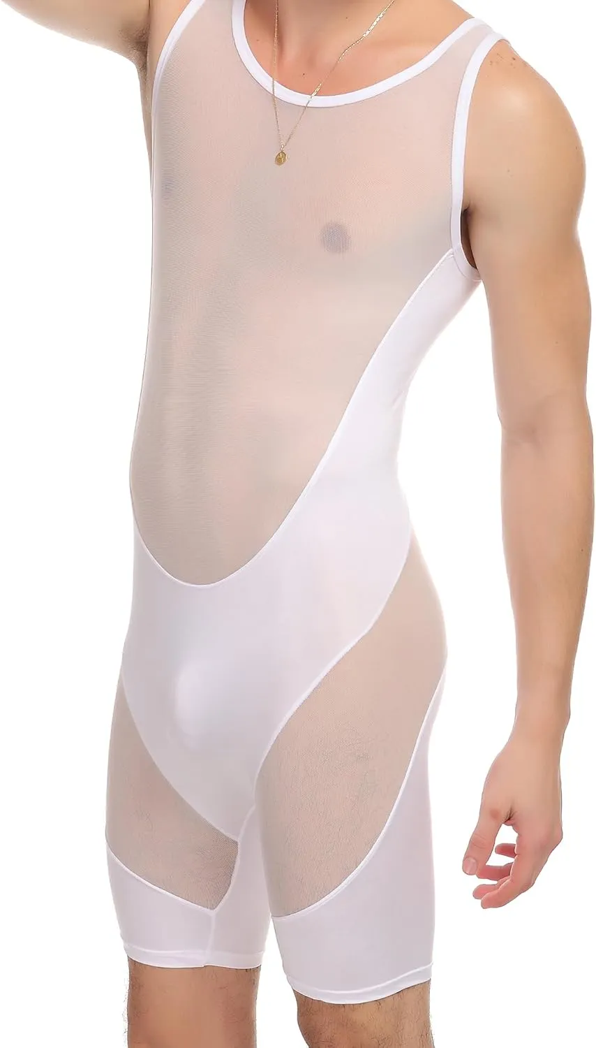 ONEFIT Men's Mesh Bodysuits Jumpsuit Undershirt Jockstrap Wrestling Singlet Bodysuit Underwear