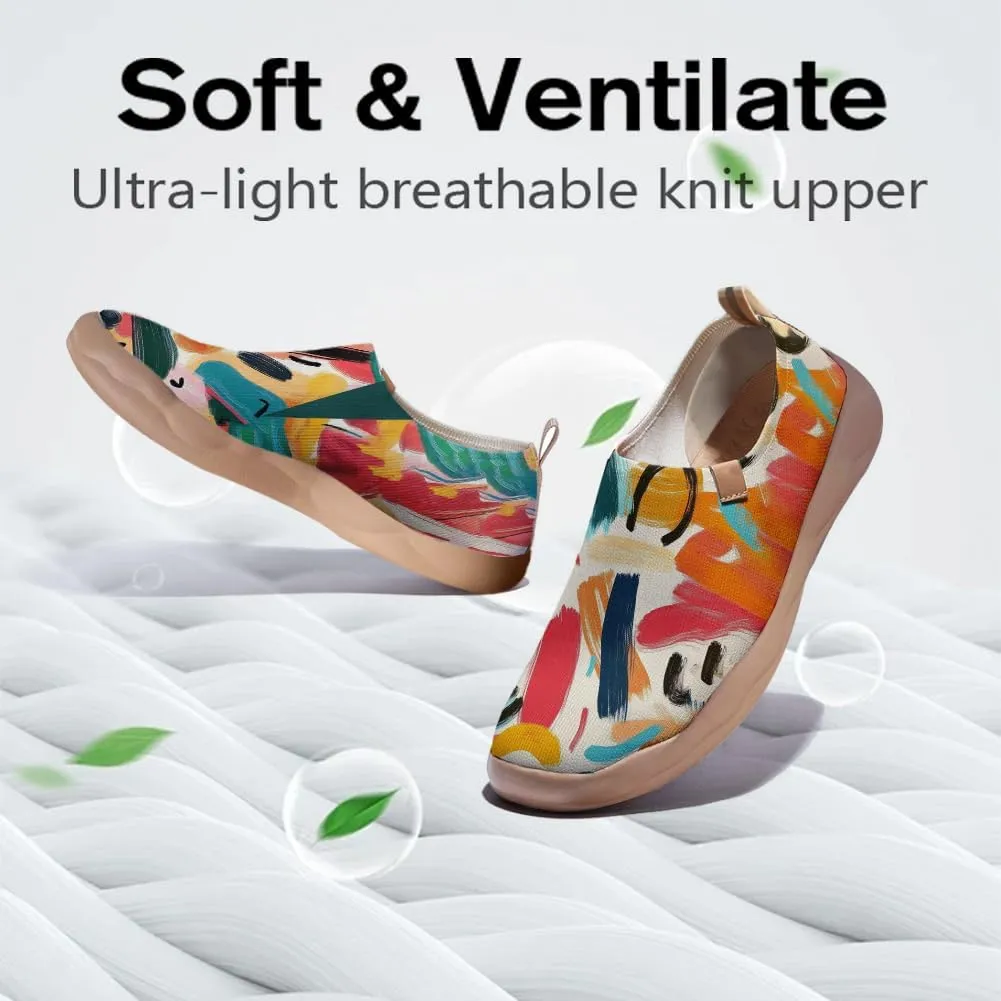Onehorse Womens Flats Slip-Ons Comfortable Lightweight Sneakers Painted Casual Loafers Walking Travel Shoes