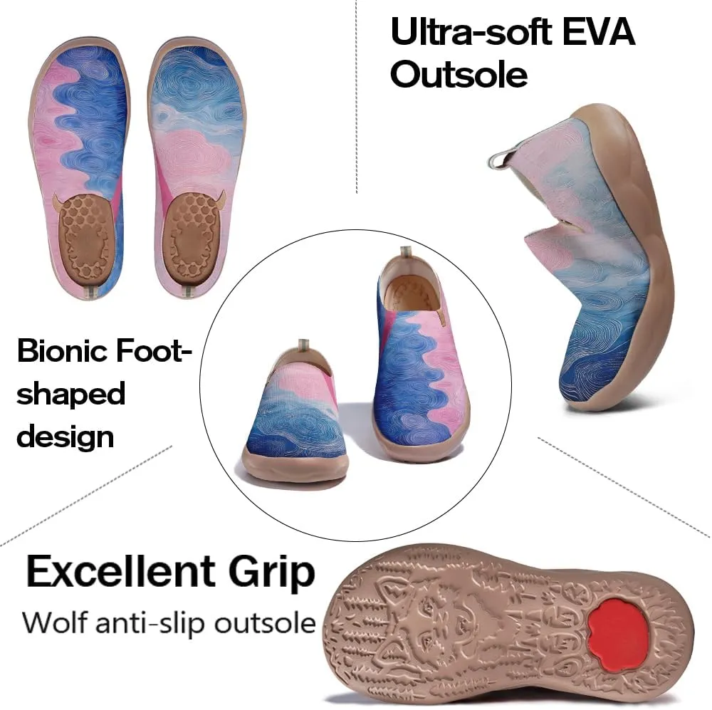 Onehorse Womens Flats Slip-Ons Comfortable Lightweight Sneakers Painted Casual Loafers Walking Travel Shoes