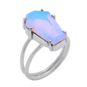Opalite Coffin Ring Handmade Coffin Jewelry Opalite Gemstone Ring Midi Ring 925 Sterling Silver Opalite Jewelry