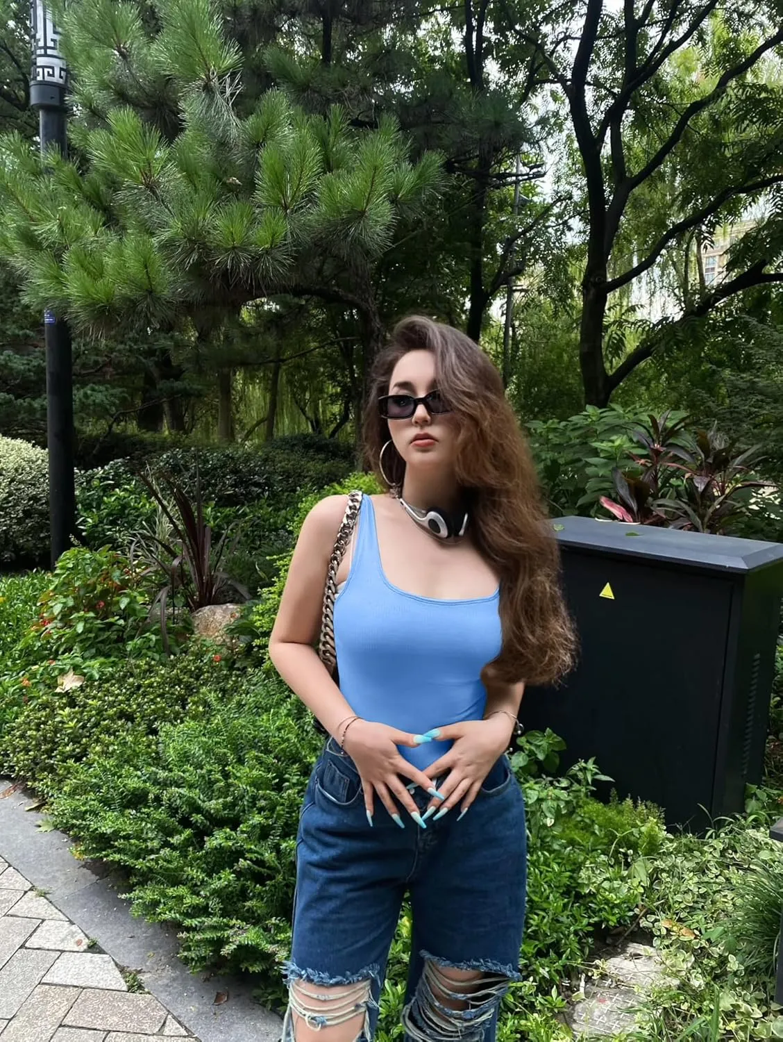 OQQ Women's 3 Piece Bodysuits Sexy Ribbed Sleeveless Square Neck Tank Tops Leotard 2025 Trendy Outfits