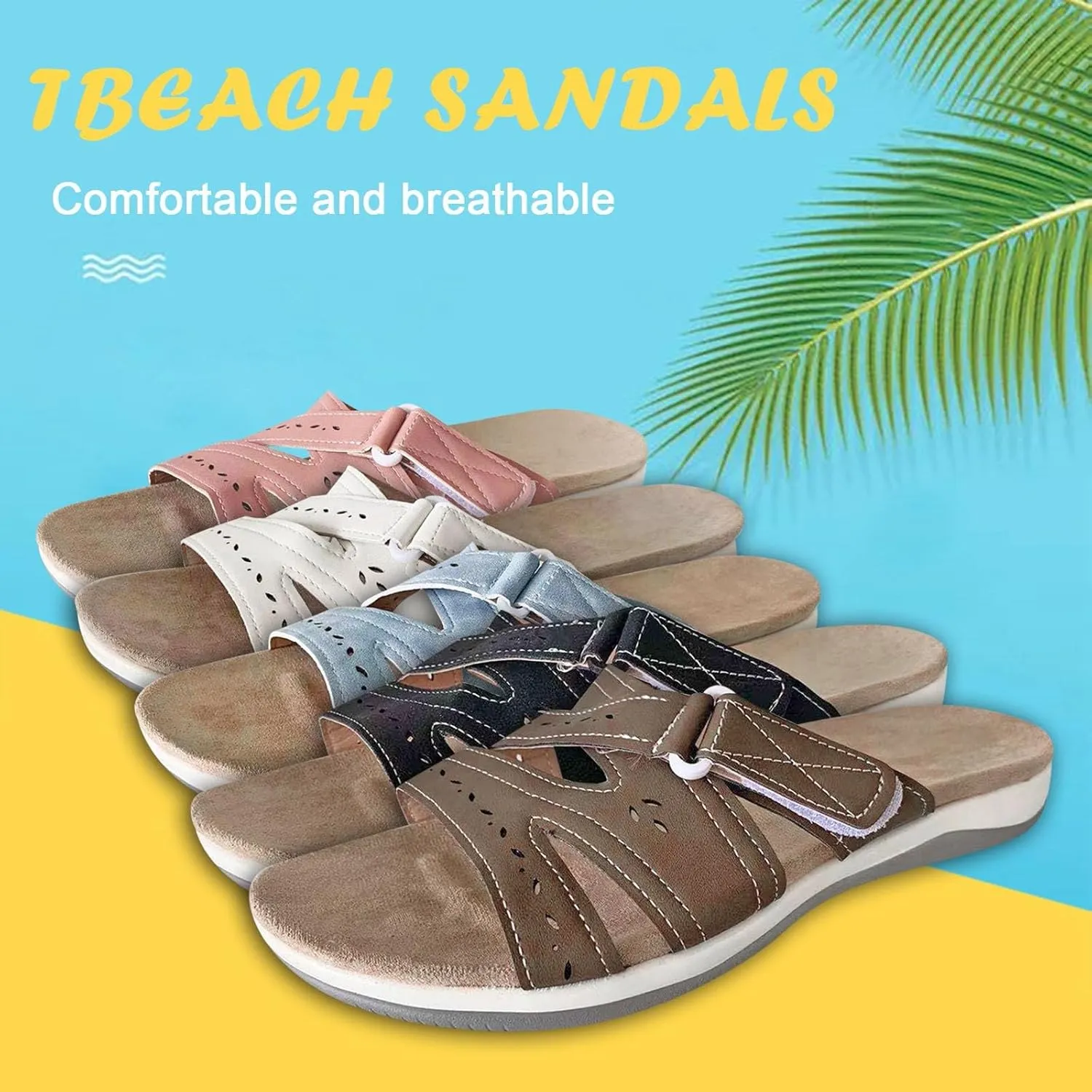 Orthopedic Sandals for Women Dressy Comfortable Beach Sandals Flip Flops Summer Walking Sandals with Arch Support
