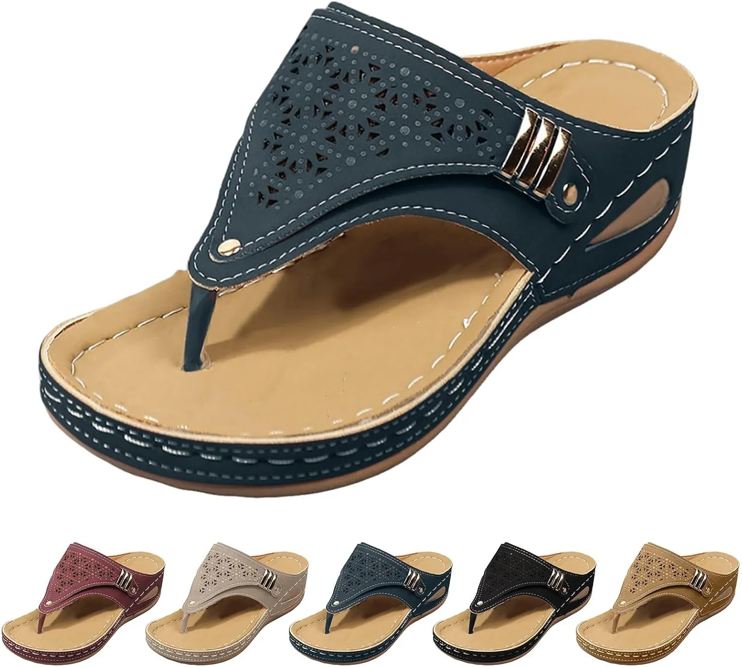 Orthopedic Sandals for Women, Women Summer Comfortable Sandals Arch Support Wedge Sandals 2025 Beach Vacation Flip Flops