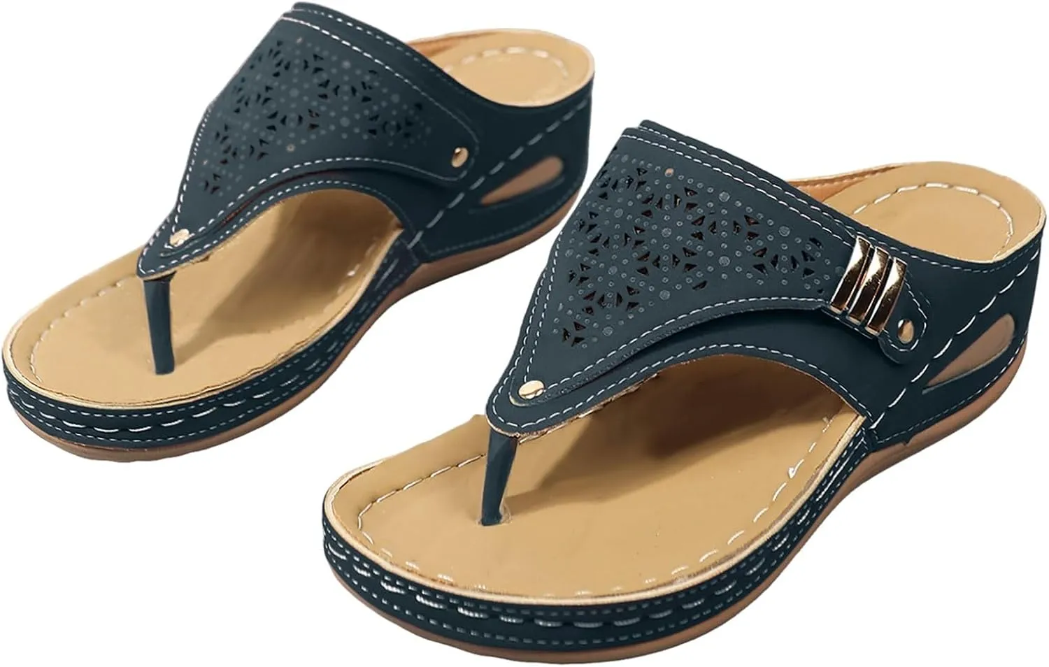Orthopedic Sandals for Women, Women Summer Comfortable Sandals Arch Support Wedge Sandals 2025 Beach Vacation Flip Flops