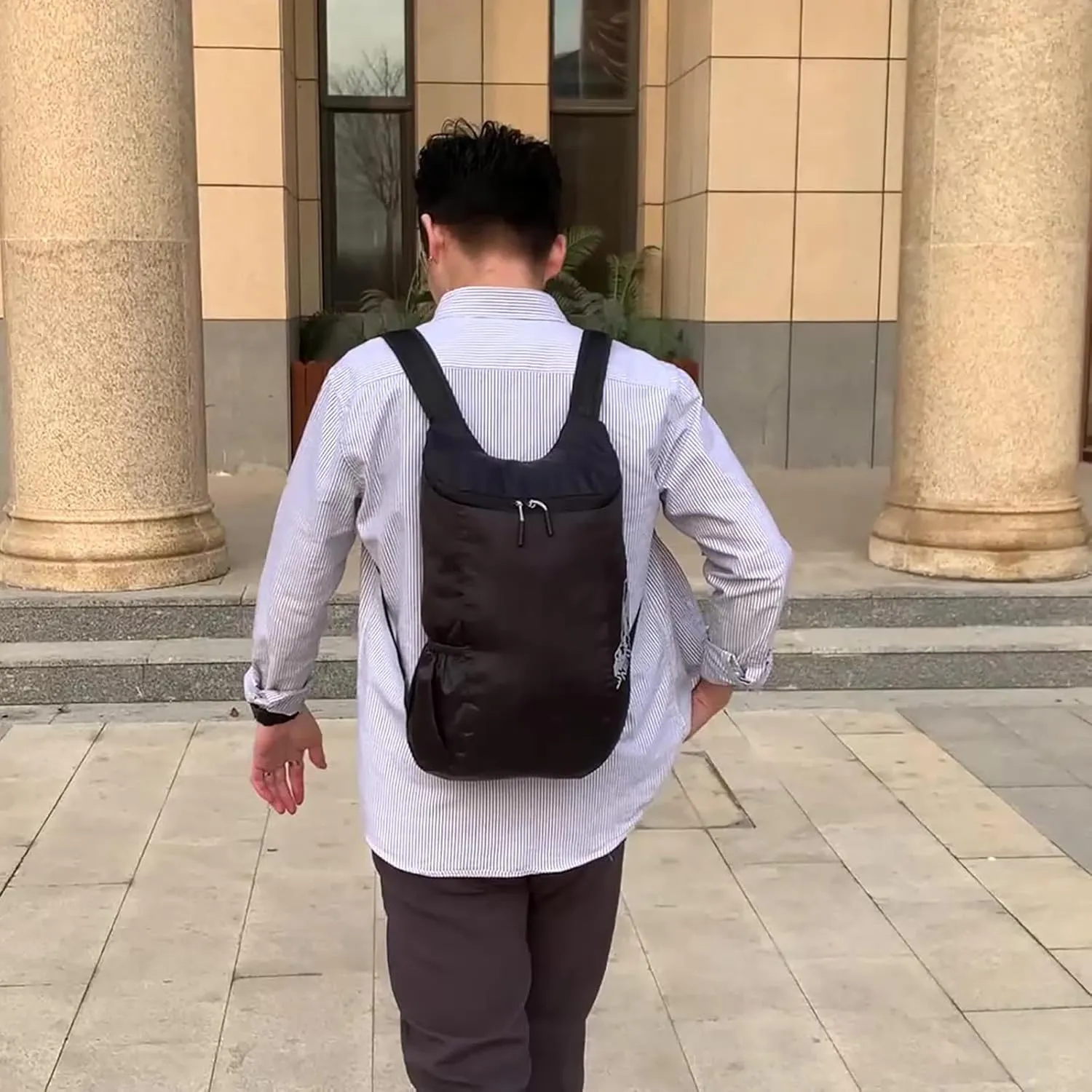 Outdoor Packable Backpack Lightweight Folding Rucking Backpacks Storage Travel Bag for Men Women Sports Daypacks(Black)