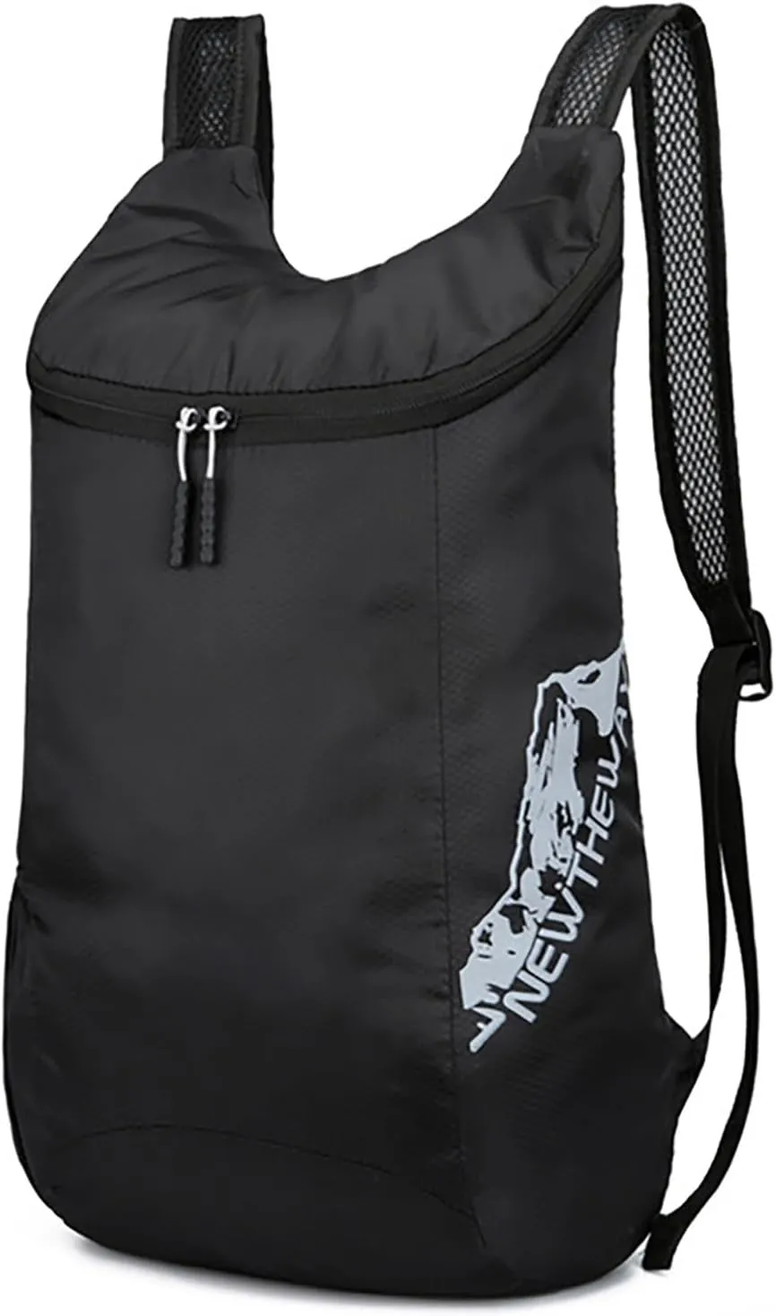 Outdoor Packable Backpack Lightweight Folding Rucking Backpacks Storage Travel Bag for Men Women Sports Daypacks(Black)