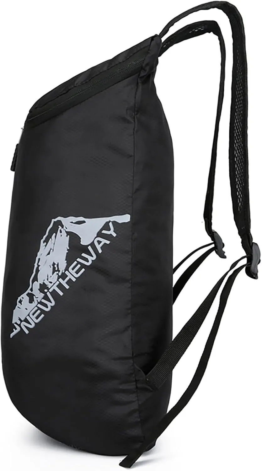 Outdoor Packable Backpack Lightweight Folding Rucking Backpacks Storage Travel Bag for Men Women Sports Daypacks(Black)
