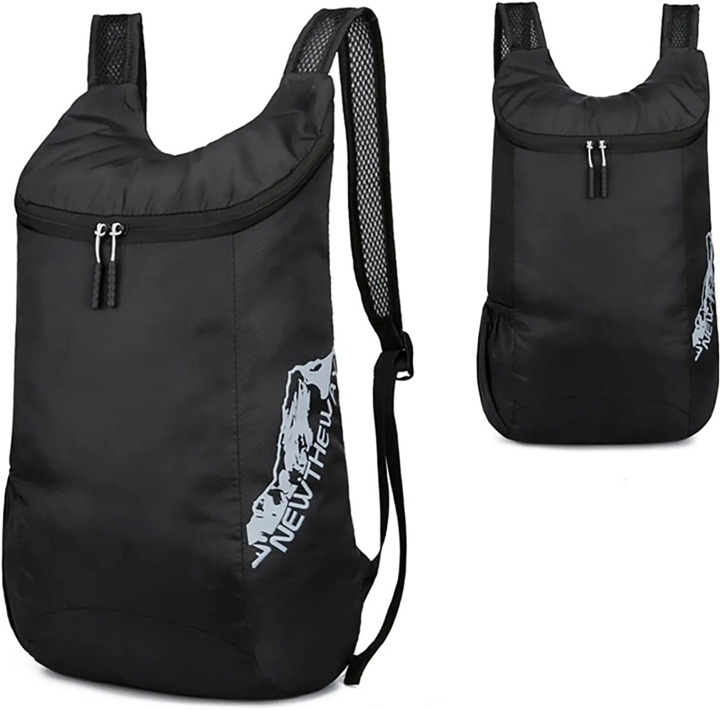 Outdoor Packable Backpack Lightweight Folding Rucking Backpacks Storage Travel Bag for Men Women Sports Daypacks(Black)