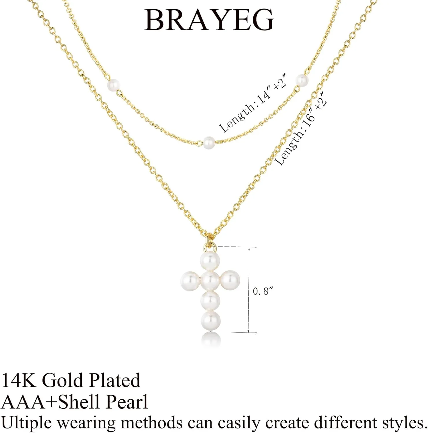 Pearl Necklace for Women Trendy,14k Gold Plated Necklace Dainty Wedding Necklace Small Cute Choker Necklaces Beaded Lariat Drop Vintage Waterproof Jewelry for Womens mom Gold Jewelry Fashion Gifts