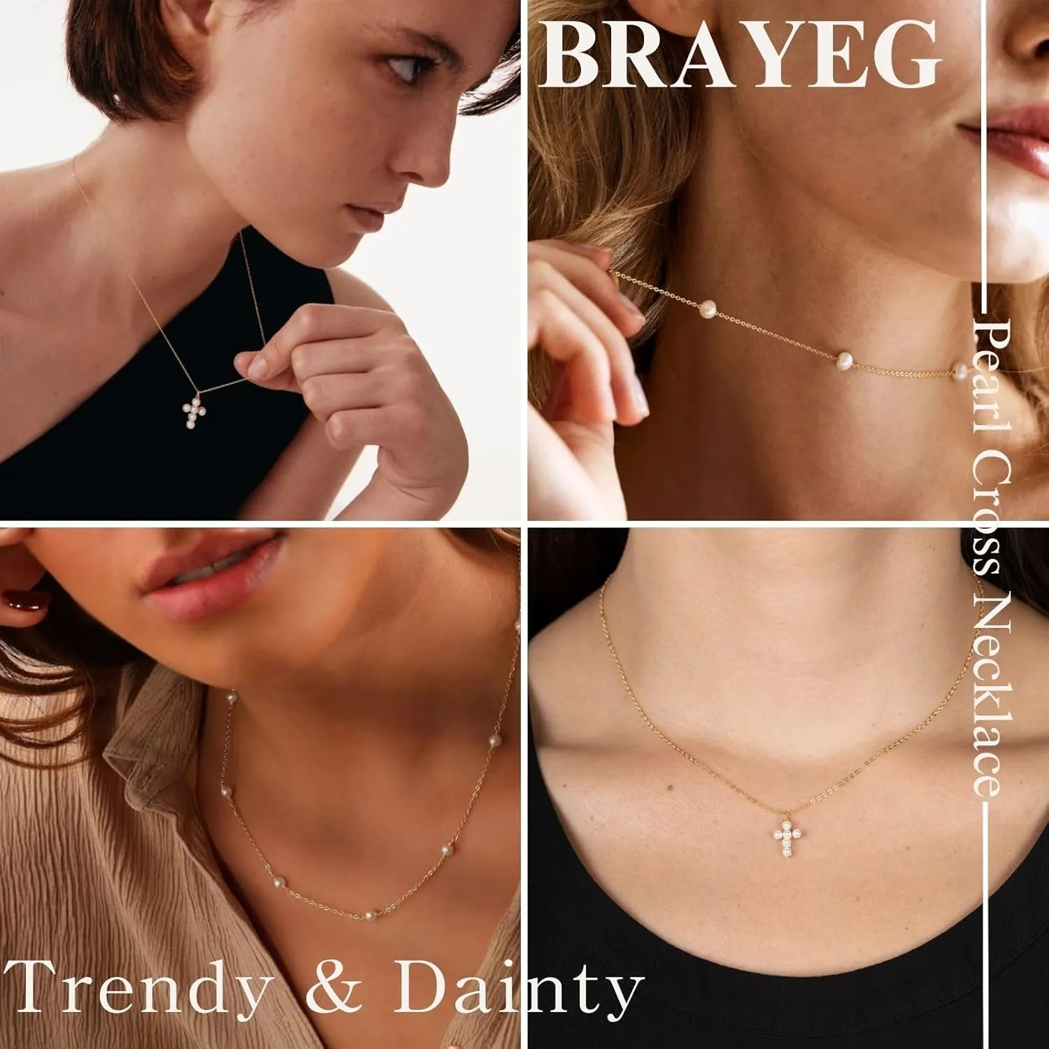 Pearl Necklace for Women Trendy,14k Gold Plated Necklace Dainty Wedding Necklace Small Cute Choker Necklaces Beaded Lariat Drop Vintage Waterproof Jewelry for Womens mom Gold Jewelry Fashion Gifts