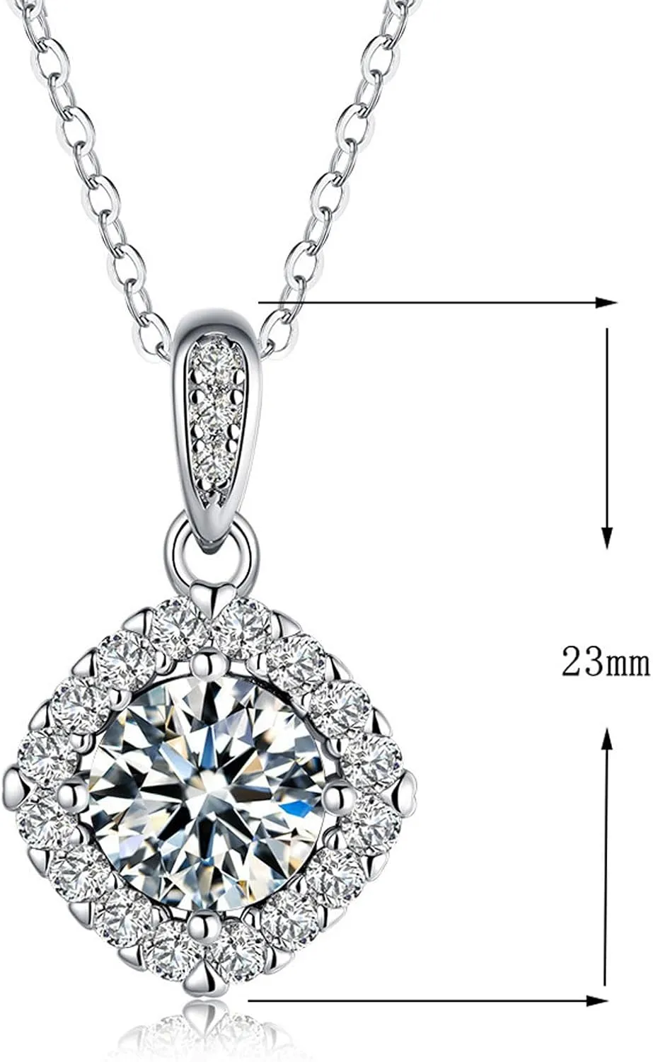 Pendant Necklace S925 Sterling Silver Jewelry Inlaid 2 Carat Moissanite Necklace Suitable for Jewelry Gifts for Women