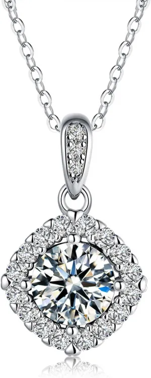 Pendant Necklace S925 Sterling Silver Jewelry Inlaid 2 Carat Moissanite Necklace Suitable for Jewelry Gifts for Women