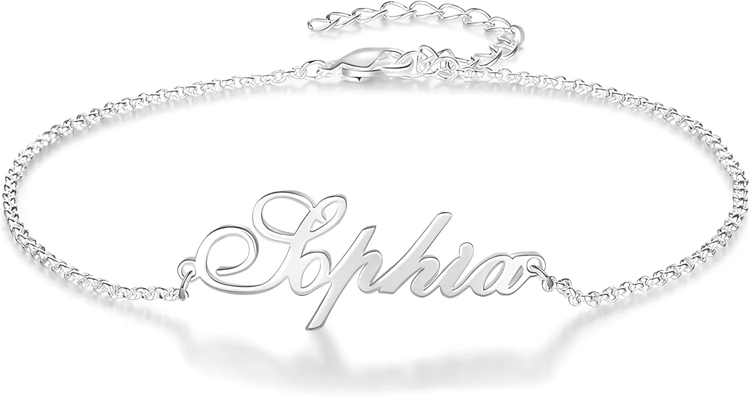 Personalized Name Anklet  Custom Name Ankle Bracelet for Women  Engraved Anklet with Name or Initials in Silver, Gold, or Rose Gold  Customized Anklets for Her