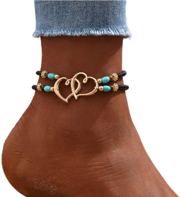 Pingyongchang Elastic Shell Bead Ankle Bracelets for Women Girls Gold Silver Colorful Shell Beads Chain Layered Bohemian Beach Bracelet Adjustable Handmade Friendship Jewelry Gifts Adjustable Size