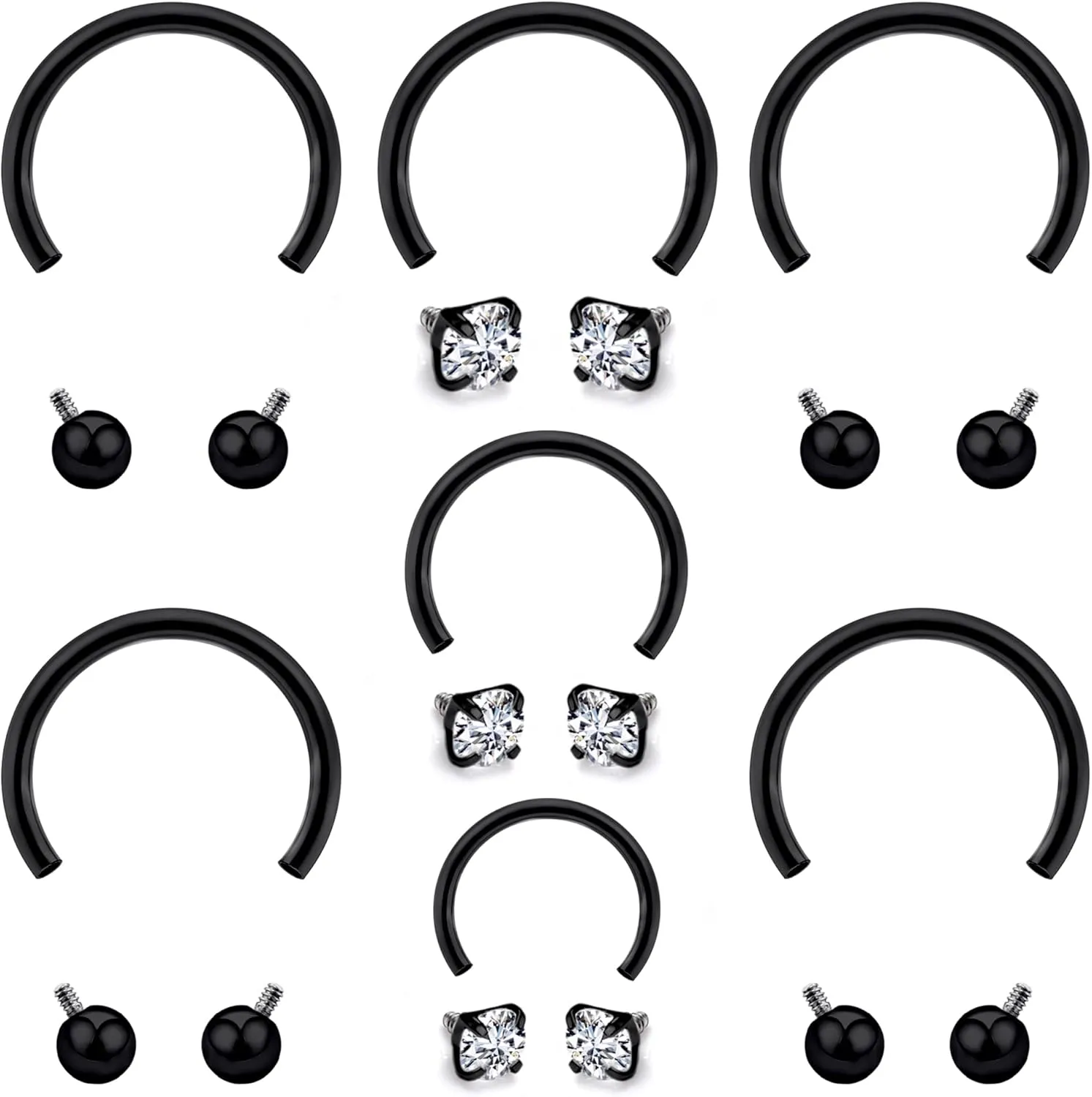 Prjndjw 16g Septum Rings Internally Threaded Surgical Steel Septum Jewelry Lip Rings Hoop Labret Jewelry Horseshoe Earrings Daith Piercing Jewelry for Women Men External thread Septum hoop