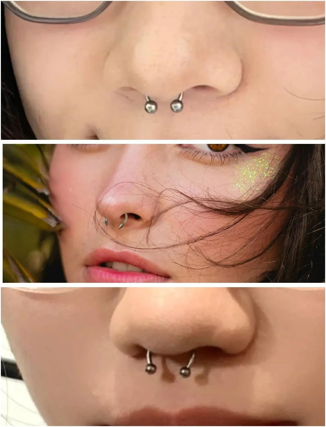 Prjndjw 16g Septum Rings Internally Threaded Surgical Steel Septum Jewelry Lip Rings Hoop Labret Jewelry Horseshoe Earrings Daith Piercing Jewelry for Women Men External thread Septum hoop