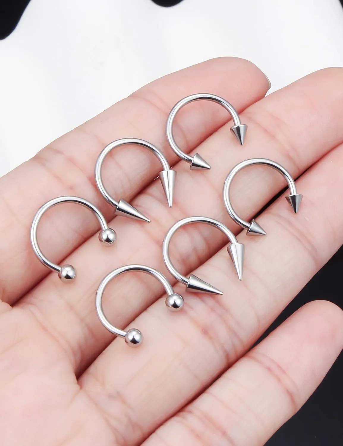 Prjndjw 16g Septum Rings Internally Threaded Surgical Steel Septum Jewelry Lip Rings Hoop Labret Jewelry Horseshoe Earrings Daith Piercing Jewelry for Women Men External thread Septum hoop