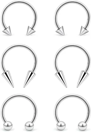 Prjndjw 16g Septum Rings Internally Threaded Surgical Steel Septum Jewelry Lip Rings Hoop Labret Jewelry Horseshoe Earrings Daith Piercing Jewelry for Women Men External thread Septum hoop