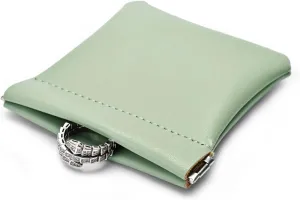 PU Leather Jewelry Travel Bag Leather Jewelry Pouch Christmas,Wedding Party Favor Gift Bag (S, Green)