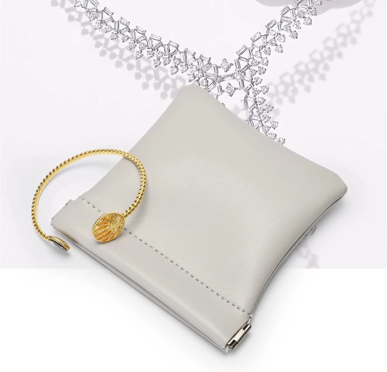 PU Leather Jewelry Travel Bag Leather Jewelry Pouch Christmas,Wedding Party Favor Gift Bag (S, Grey)