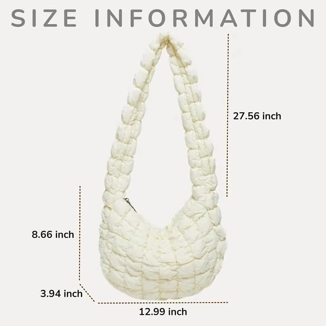 Puffer Shoulder Bag for Women Large Quilted Carryall Padding Crossbody Bag Soft Puffy Hobo Handbags Puff Purse