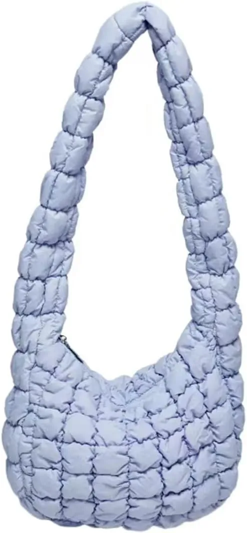 Puffer Shoulder Bag for Women Large Quilted Carryall Padding Crossbody Bag Soft Puffy Hobo Handbags Puff Purse