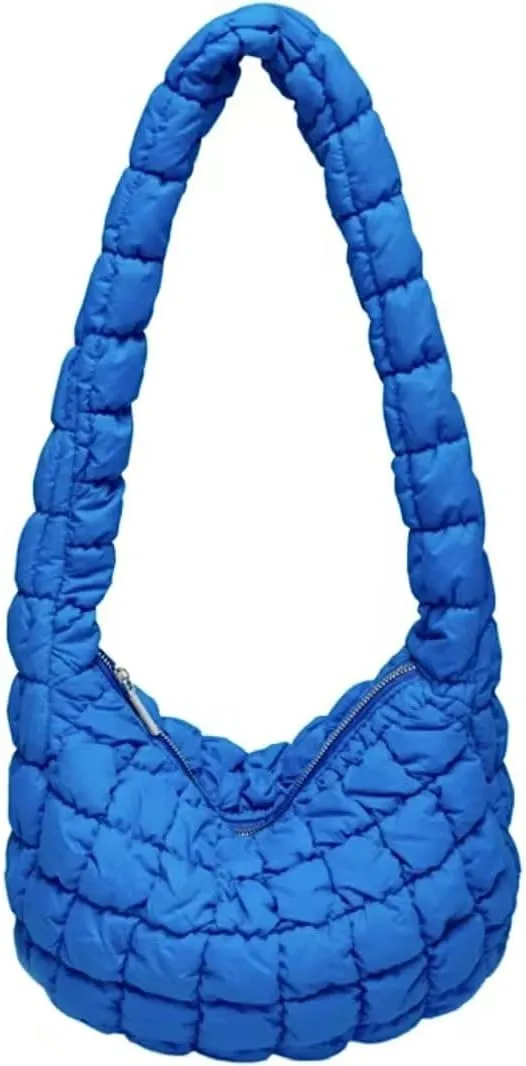 Puffer Shoulder Bag for Women Large Quilted Carryall Padding Crossbody Bag Soft Puffy Hobo Handbags Puff Purse