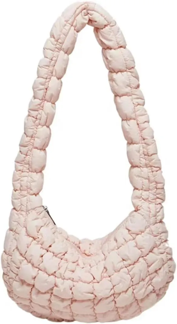 Puffer Shoulder Bag for Women Large Quilted Carryall Padding Crossbody Bag Soft Puffy Hobo Handbags Puff Purse
