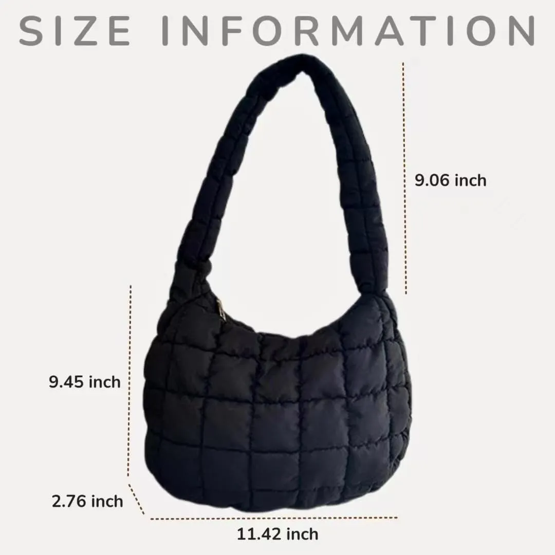 Puffer Tote Bag for Women Large Quilted Carryall Padding Crossbody Bag Soft Puffy Hobo Handbags Puff Purse