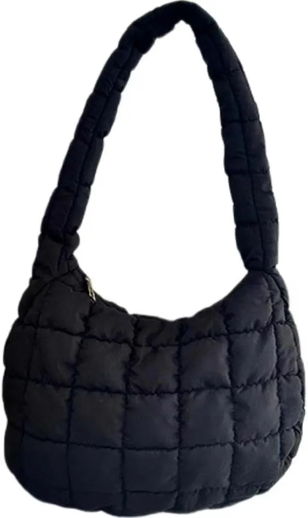 Puffer Tote Bag for Women Large Quilted Carryall Padding Crossbody Bag Soft Puffy Hobo Handbags Puff Purse