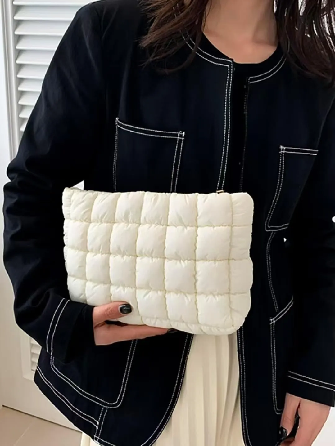 Puffer Tote Bag for Women Large Quilted Carryall Padding Crossbody Bag Soft Puffy Hobo Handbags Puff Purse