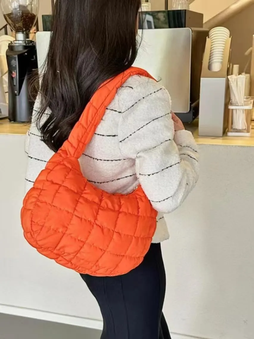 Puffer Tote Bag for Women Large Quilted Carryall Padding Crossbody Bag Soft Puffy Hobo Handbags Puff Purse