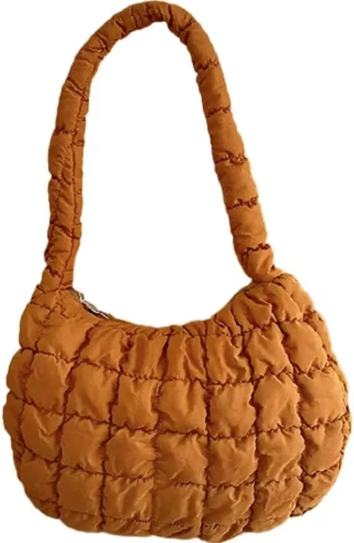 Puffer Tote Bag for Women Large Quilted Carryall Padding Crossbody Bag Soft Puffy Hobo Handbags Puff Purse