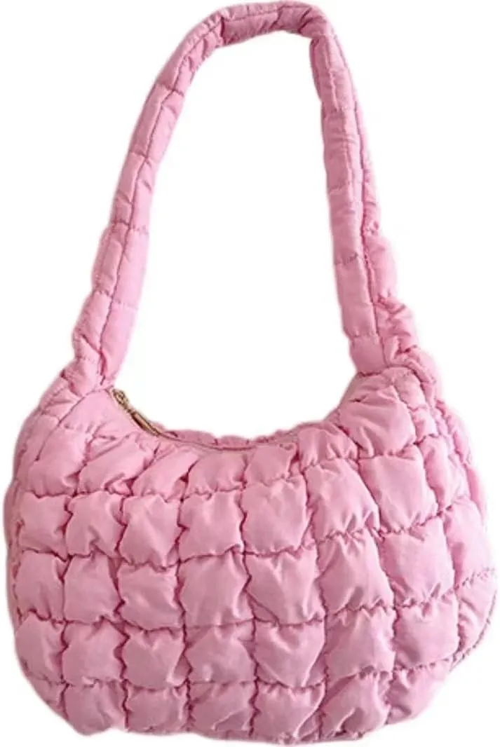 Puffer Tote Bag for Women Large Quilted Carryall Padding Crossbody Bag Soft Puffy Hobo Handbags Puff Purse
