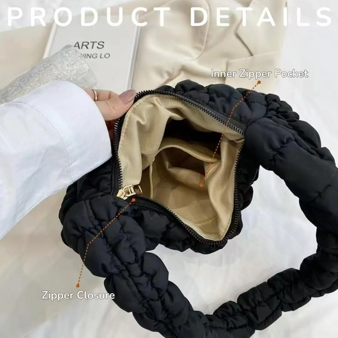 Puffer Tote Bag for Women Large Quilted Carryall Padding Crossbody Bag Soft Puffy Hobo Handbags Puff Purse