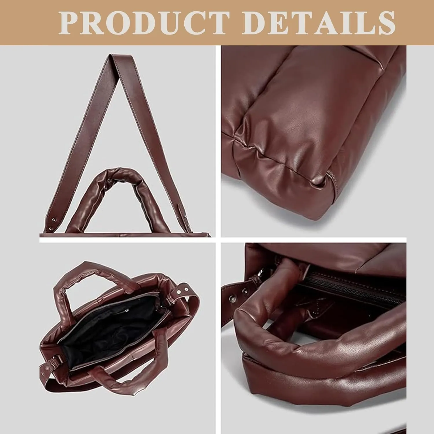 Puffy Tote Bag, Puffer Crossbody Bags for Women Light Winter Down Cotton Padded Quilted Tote Bag Shoulder Handbag
