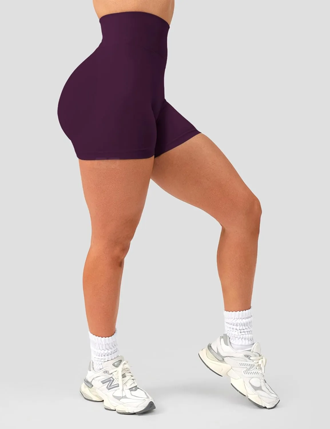 QOQ Women Workout Shorts 4.5" Scrunch Booty Gym Shorts Seamless Butt Lifting Impact Yoga Shorts