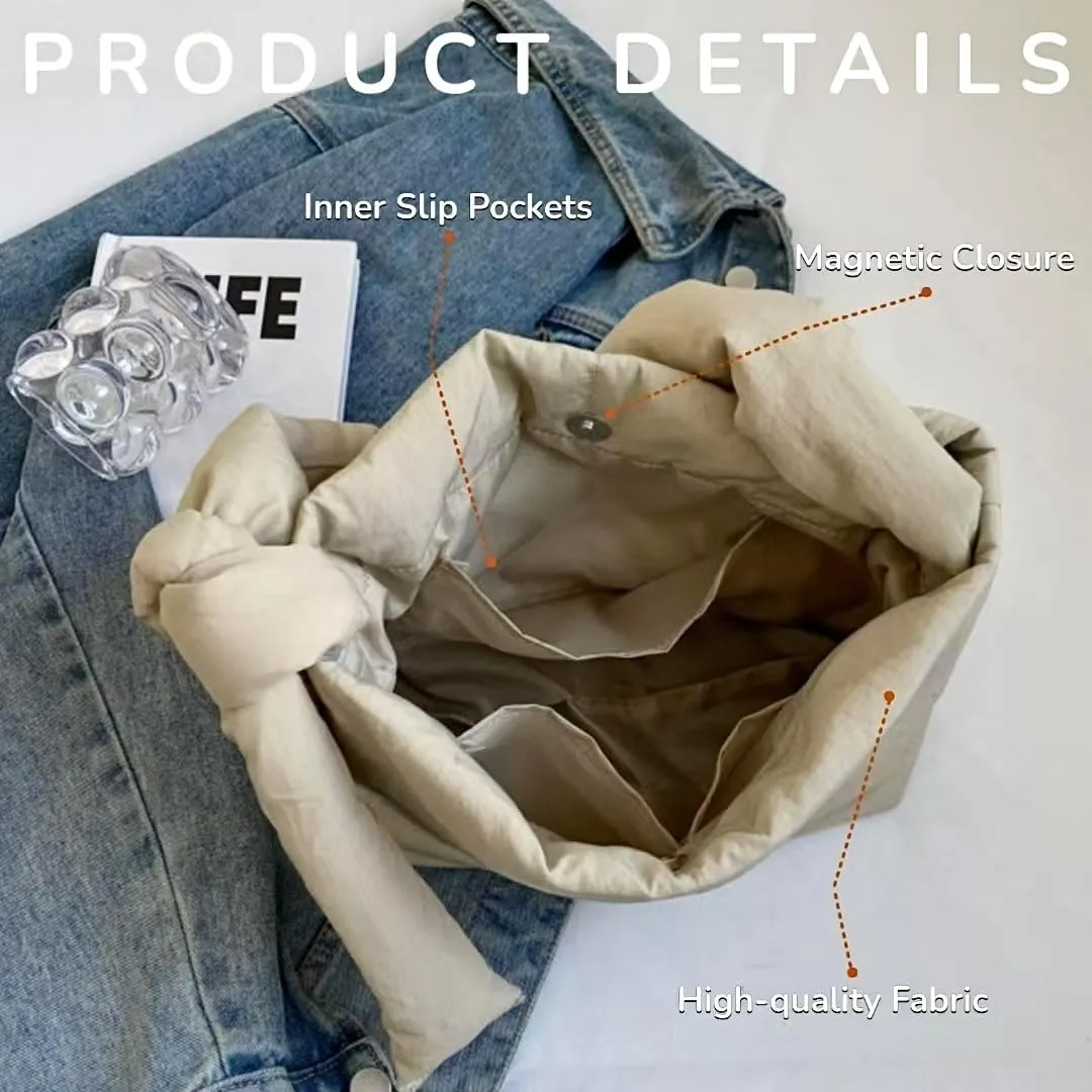 Quilted Puffer Bag Medium Crossbody Padded Bag Soft Puffy Hobo Handbags Shoulder Puff Purse for Women Girls