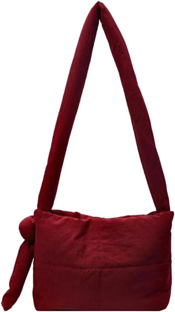 Quilted Puffer Bag Medium Crossbody Padded Bag Soft Puffy Hobo Handbags Shoulder Puff Purse for Women Girls