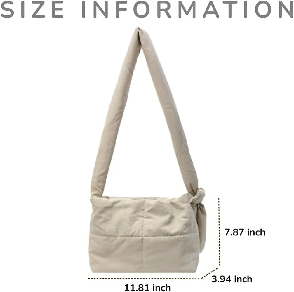 Quilted Puffer Bag Medium Crossbody Padded Bag Soft Puffy Hobo Handbags Shoulder Puff Purse for Women Girls