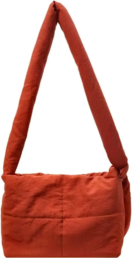 Quilted Puffer Bag Medium Crossbody Padded Bag Soft Puffy Hobo Handbags Shoulder Puff Purse for Women Girls