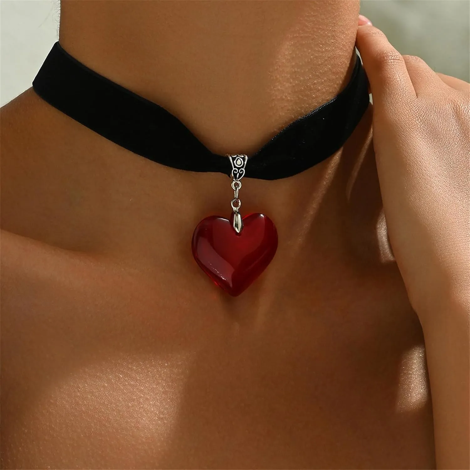 Red Heart Playing Card Necklacs Earrings Set for Women Personalized Fashion Black Velvet Hearts Pendant Necklace Good Luck Ace of Spade Earring Casino Charm Jewelry