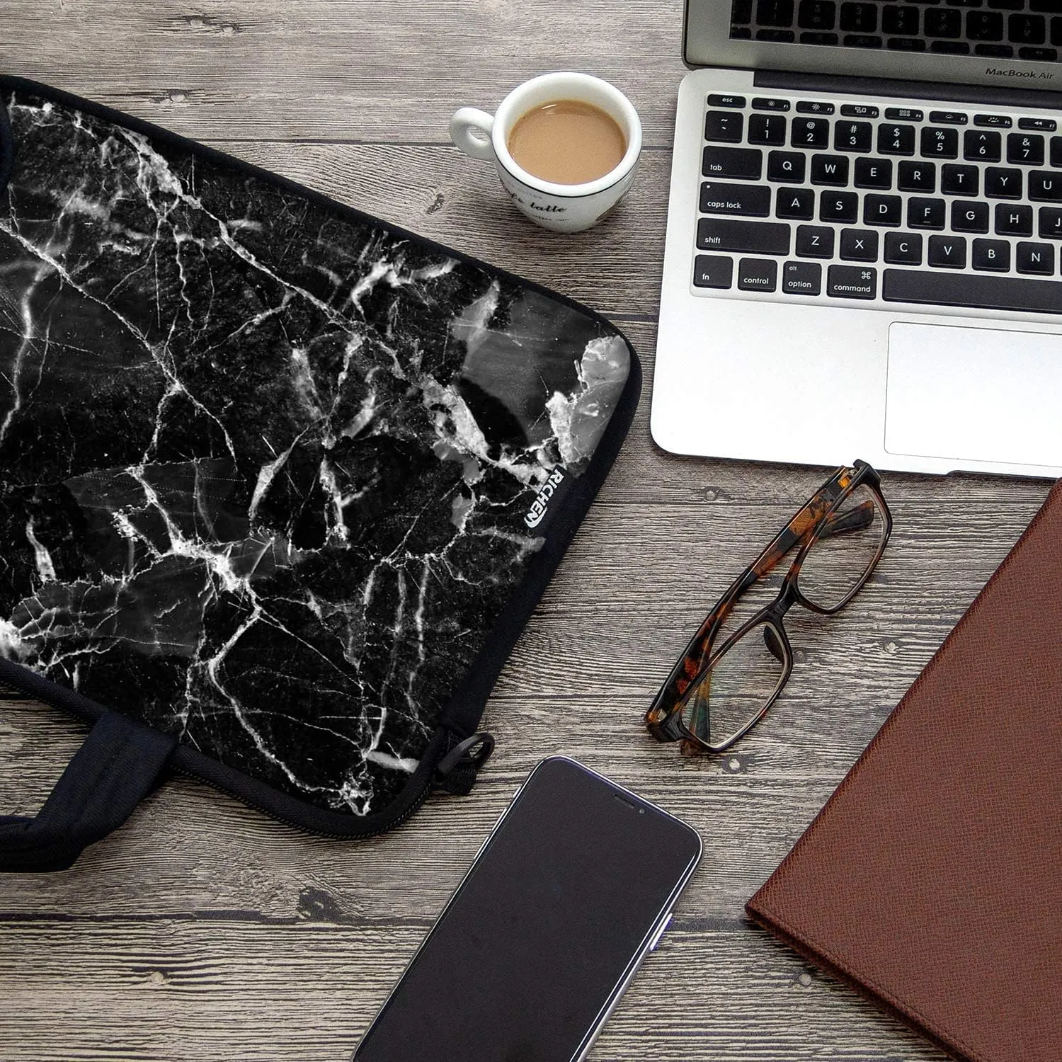 RICHEN 17 inch Laptop Shoulder Bag Carrying Case with Handle Fits 15.6/16/17/17.3/17.4 inch Laptop Notebook (16-17.3 inch, Black Marble)