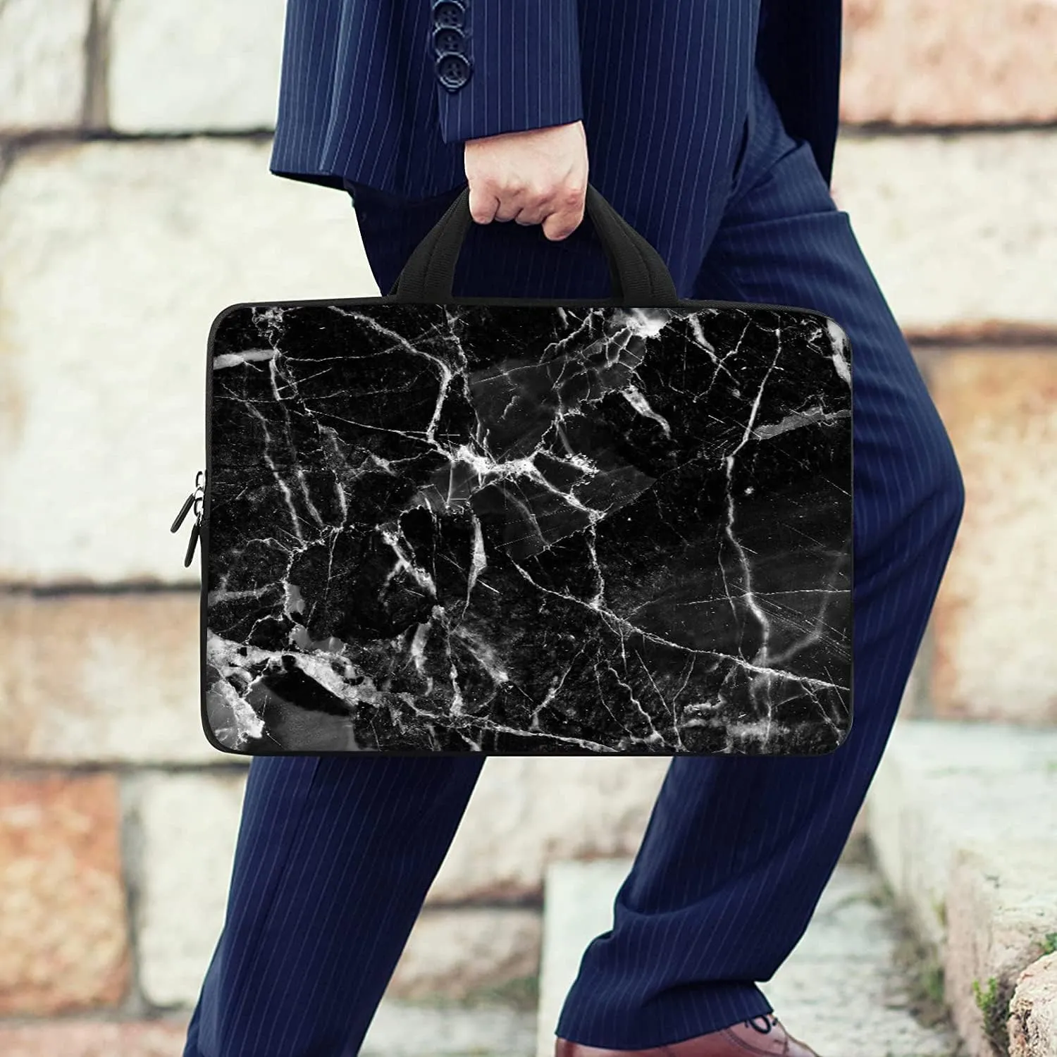 RICHEN 17 inch Laptop Shoulder Bag Carrying Case with Handle Fits 15.6/16/17/17.3/17.4 inch Laptop Notebook (16-17.3 inch, Black Marble)
