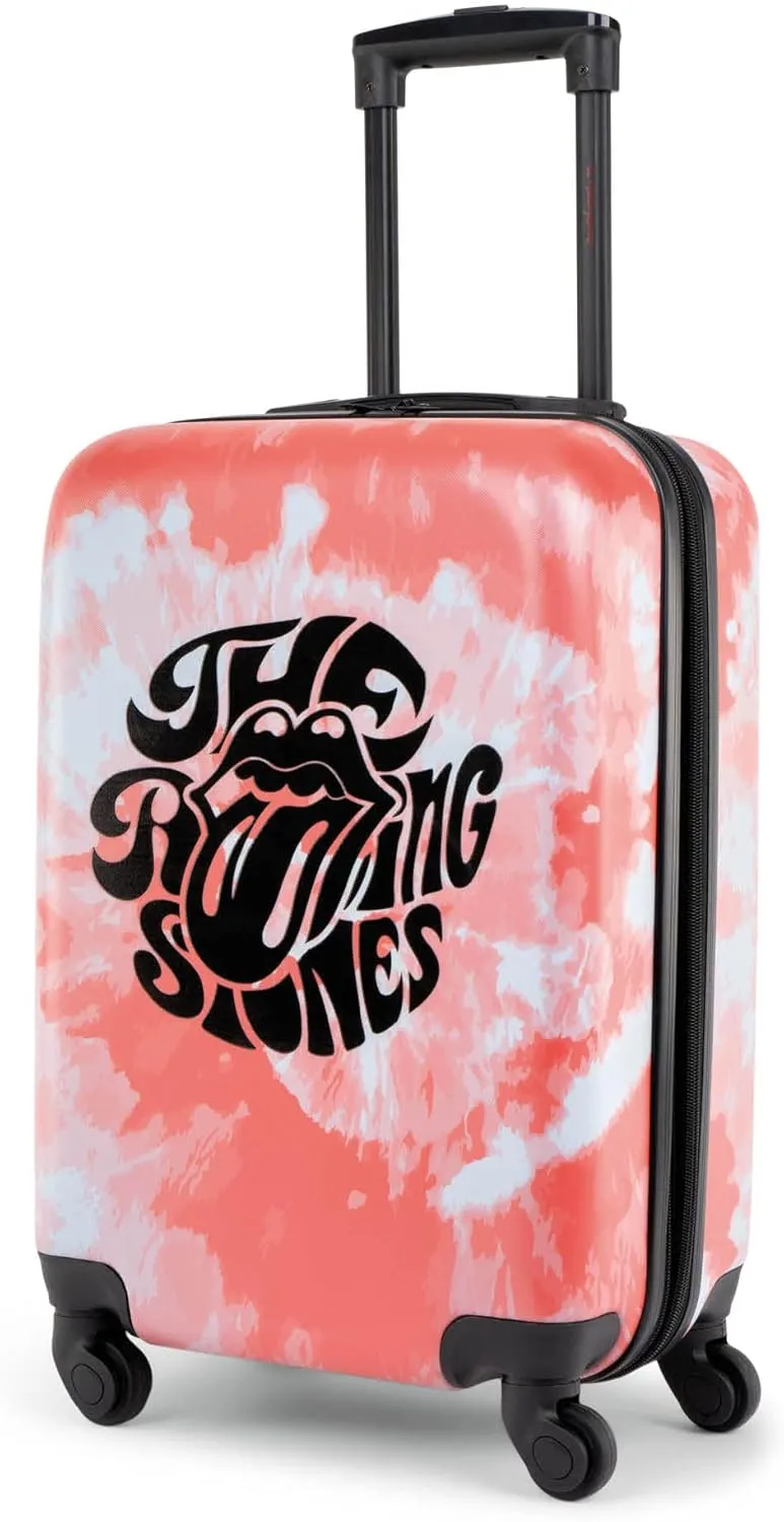 Rolling Stones Tie Dye Collection Hard Shell Spinner Carry On Luggage for Airplanes, Expandable Suitcase with 360-Degree Spinner Wheels, Retractable Handle, Airline Approved, 20 Inch, Coral