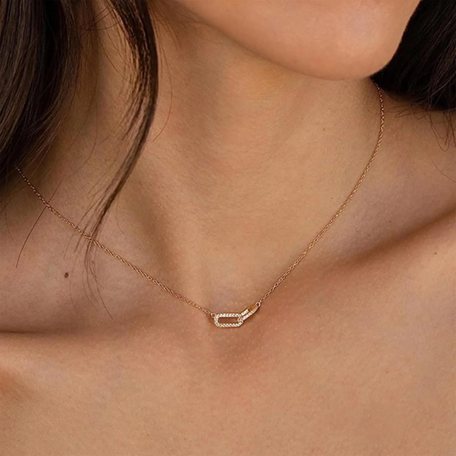 Safety Pin Necklace for Women Silver Choker Necklace Safety Pins With Charms Clip Drop Necklace Gold Paperclip Chain Necklace Minimalist Dainty Jewelry Gifts Gold