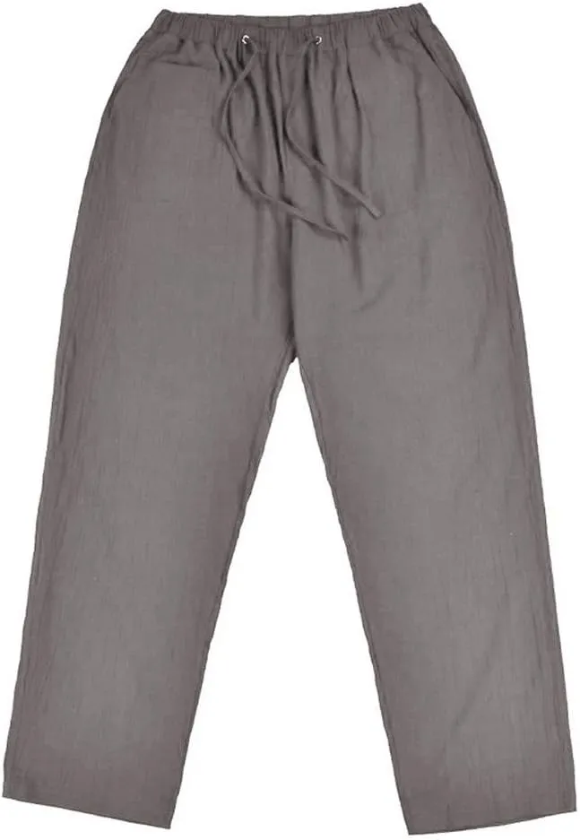 sdbrld Pants For Men Mens Stretchy Waist Pants Trendy Loose Fit Straight Legs Beach Pants Solid Cotton Overalls Pants