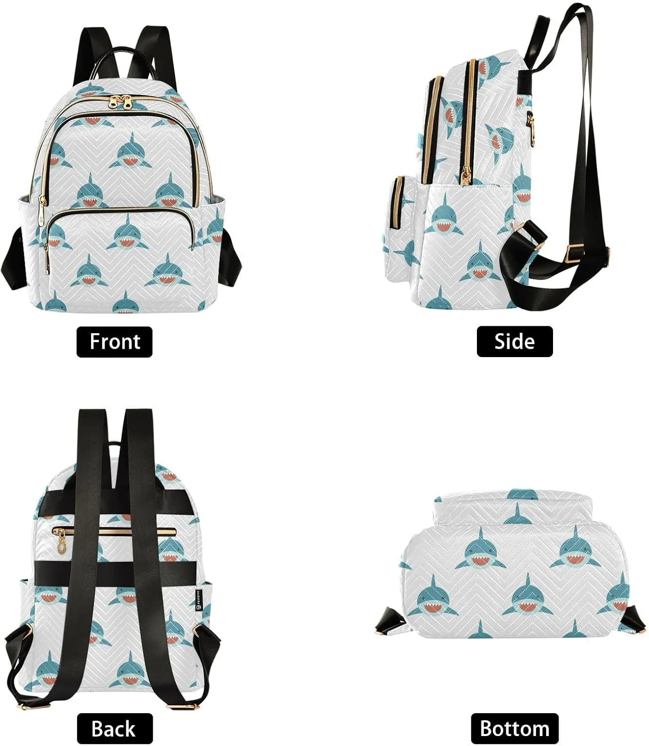 Sharks Small Backpack Purse for Women Travel Diaper Bag Daypack Backpacks for Vacation Shopping