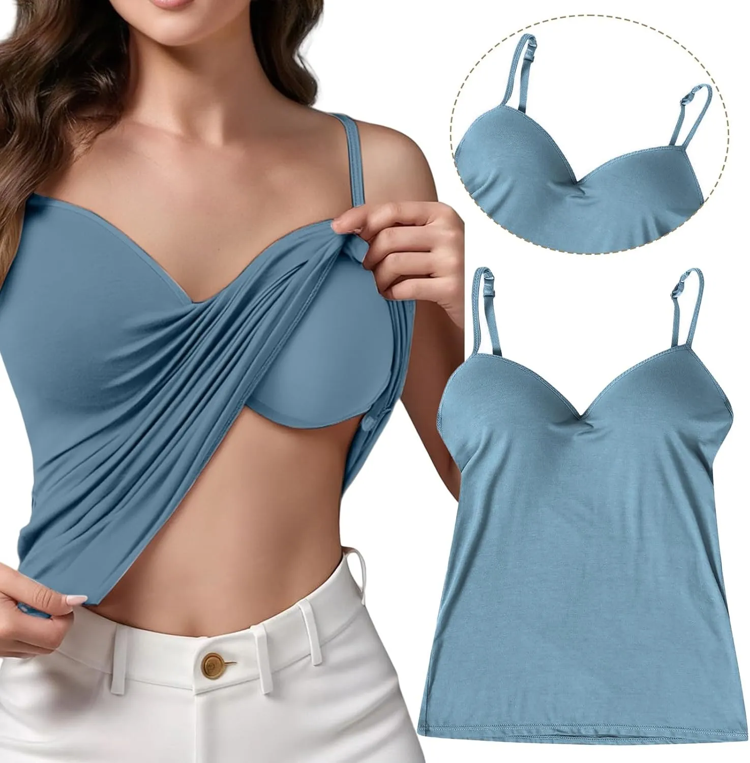 Shelf Bra Tank Tops for Women Soft Comfort No Underwire Tummy Control Bra Camisole Sleeveless Cotton Yoga Padded Cami